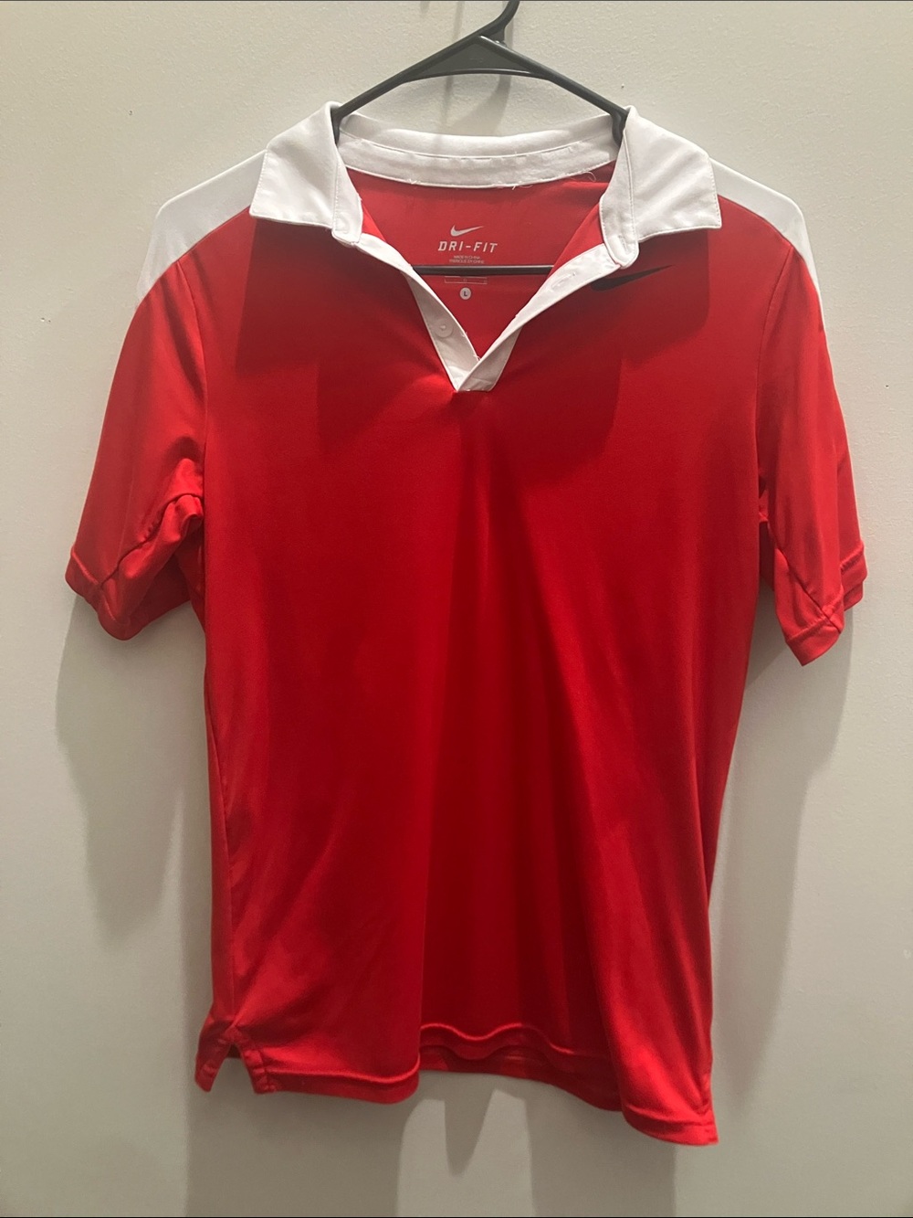 Nike Red & White Dri-FIT Short Sleeve Polo